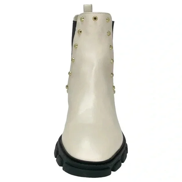 Michael Kors Ridley Cream Leather Studded Womens Ankle Boots Size 9.5M NWOB - Picture 5 of 15